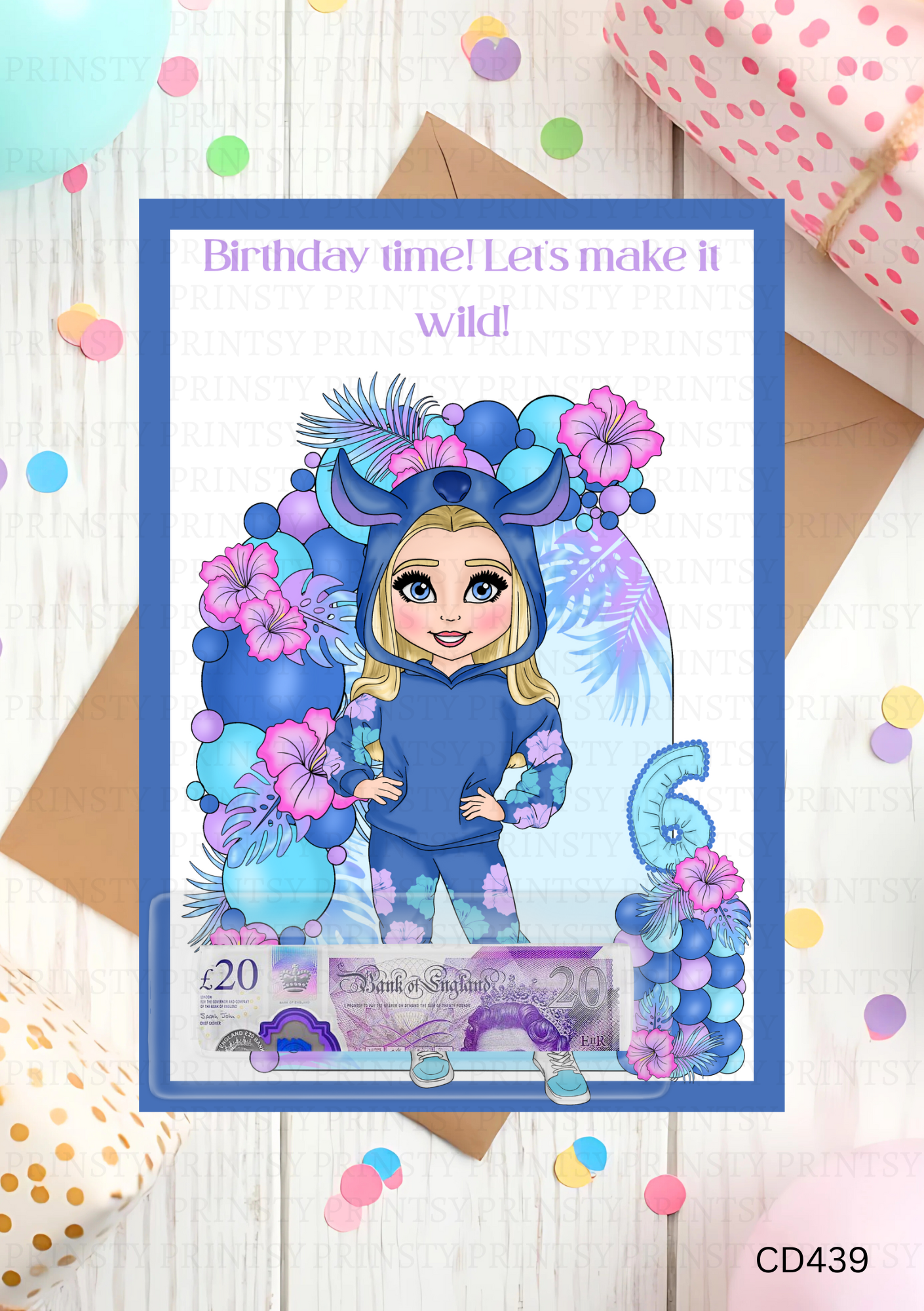 Blue Hawaiian Dolly Money Card