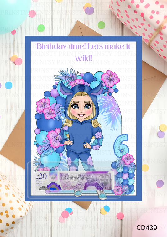 Blue Hawaiian Dolly Money Card