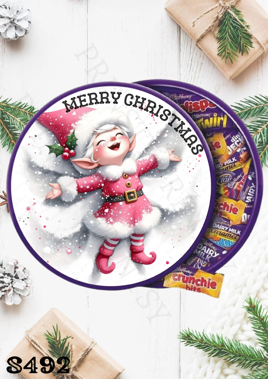 Christmas Elf Chocolate Tub Sticker