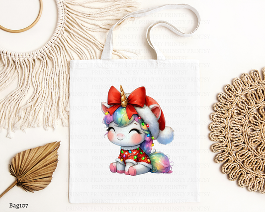 Christmas Unicorn Tote Bag