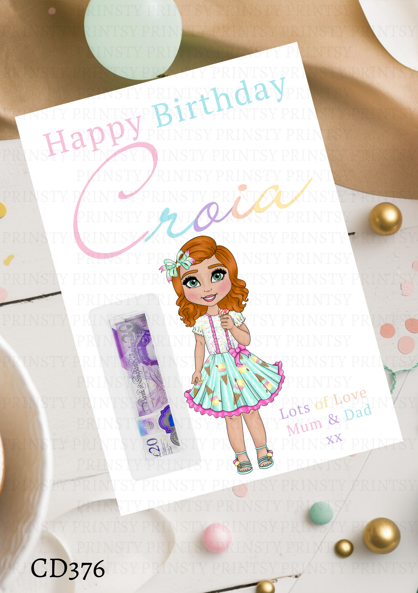 Ice Cream Dolly Money Card