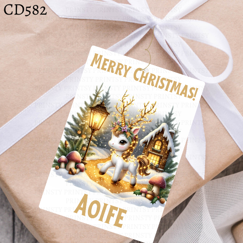 Christmas Unicorn Gift Label