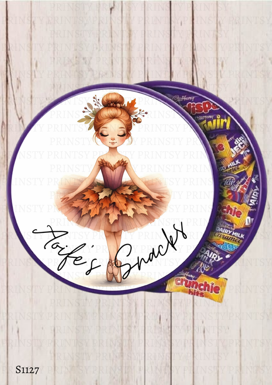 Autumn Ballerina Chocolate Tub Sticker