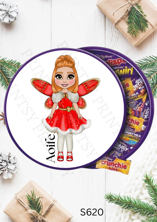 Christmas Fairy Chocolate Tub Sticker