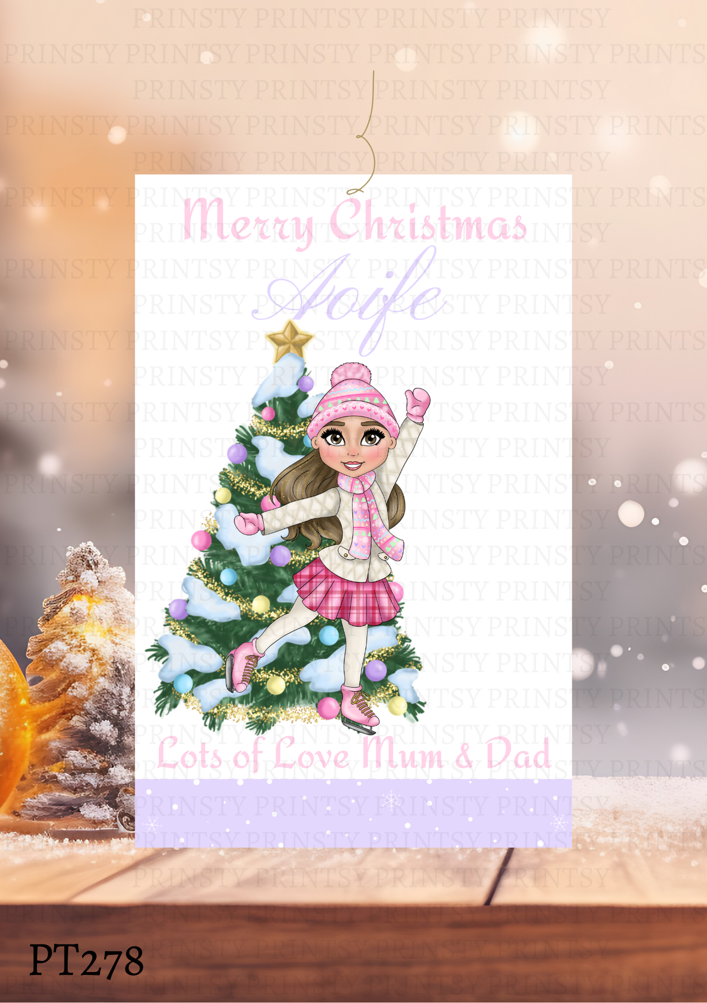 Ice Skating Dolly Gift Label