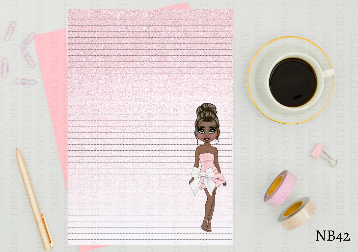 Pink & White Bow Dolly Note Book