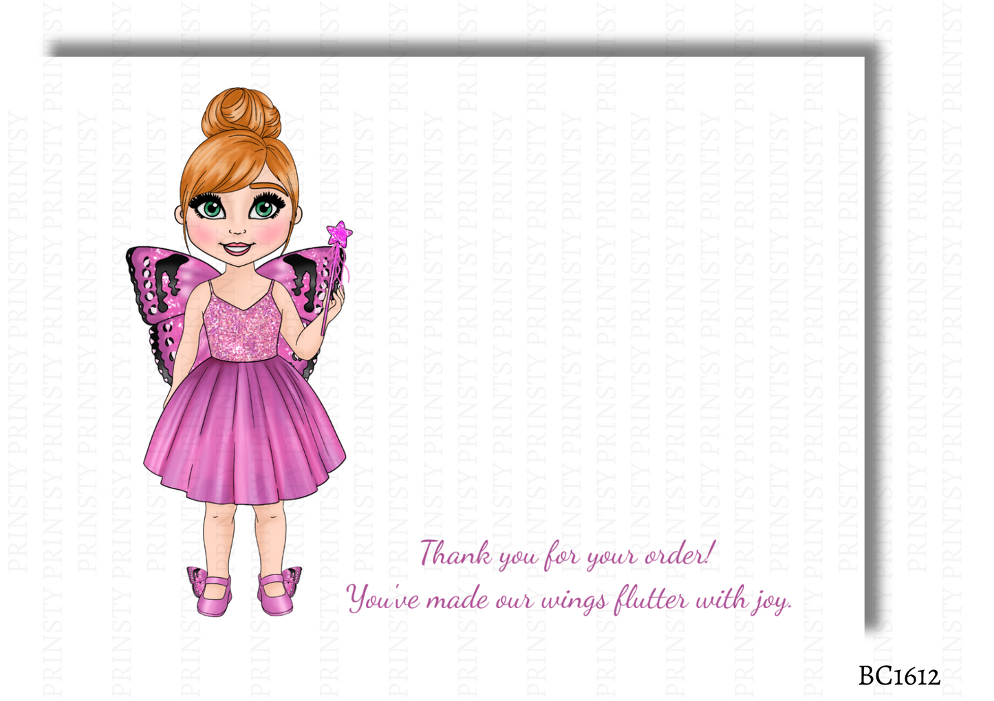 Pink Butterfly Dolly Bow Card