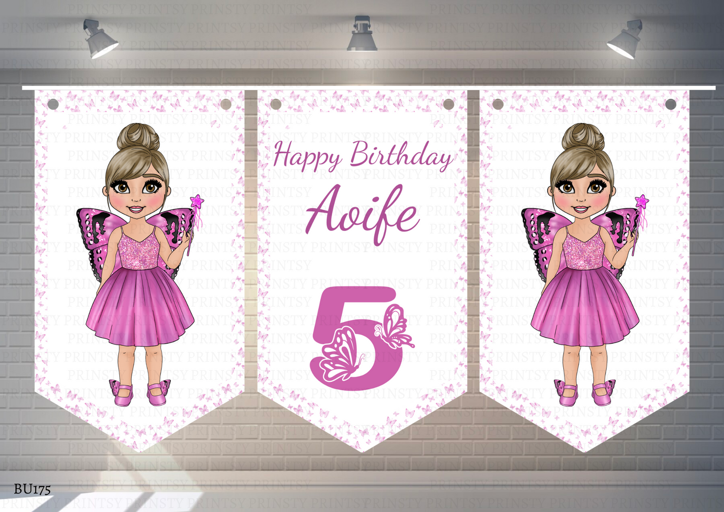 Pink Butterfly Dolly Bunting