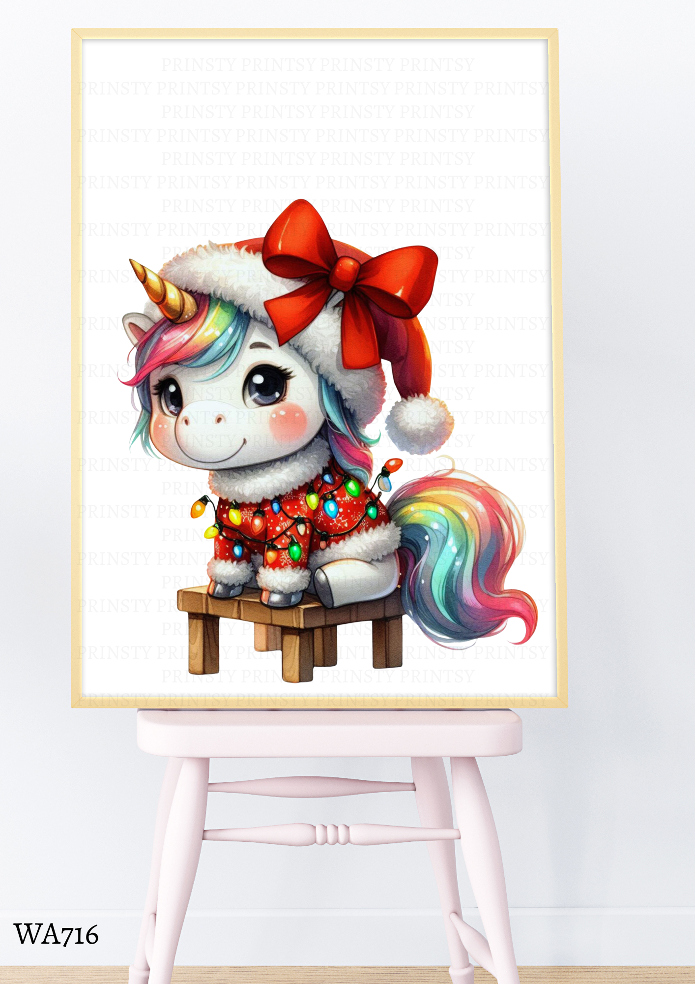 Christmas Unicorn Wall Art