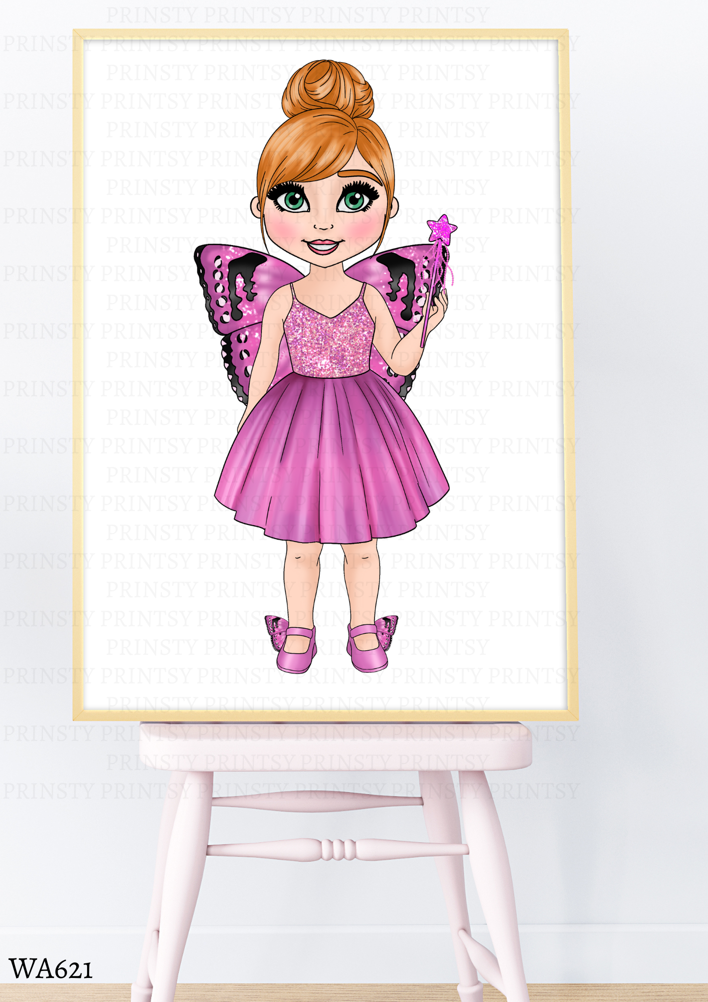 Pink Butterfly Dolly Wall Art