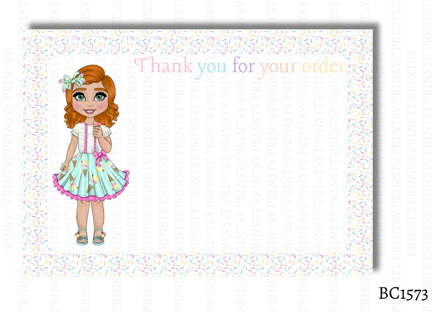 Ice Cream Dolly Bow Card