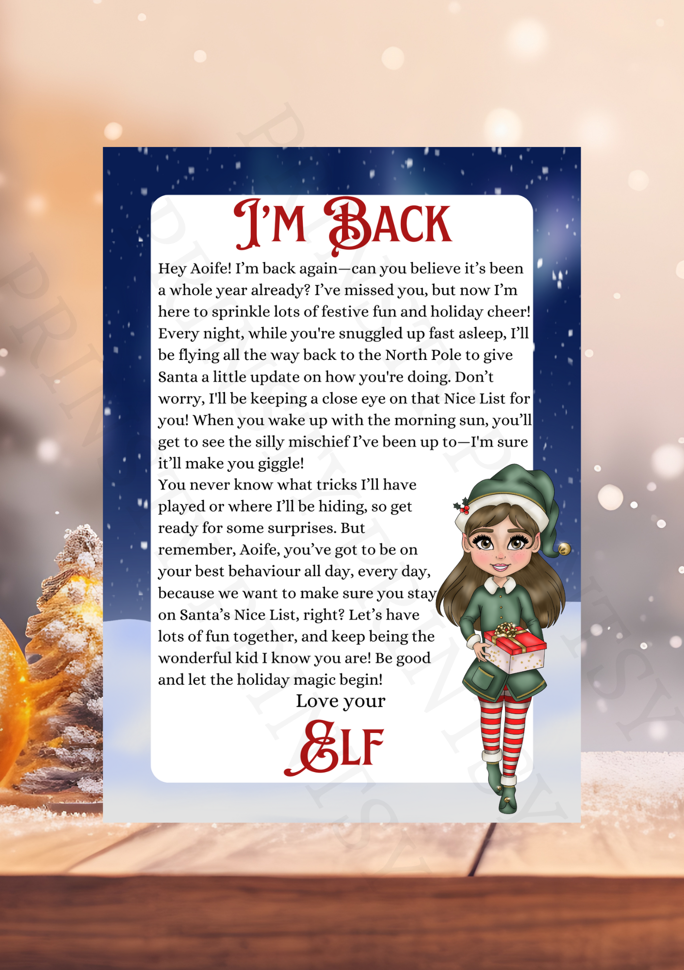 I'm Back Elf Letter