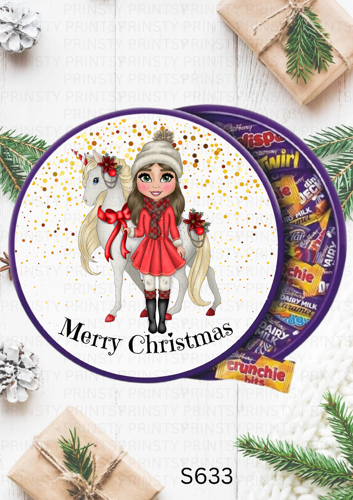 Dolly Christmas Chocolate Tub Sticker