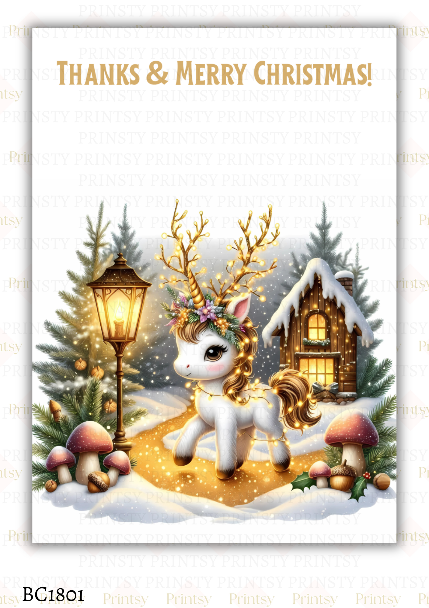 Christmas Unicorn Bow Card