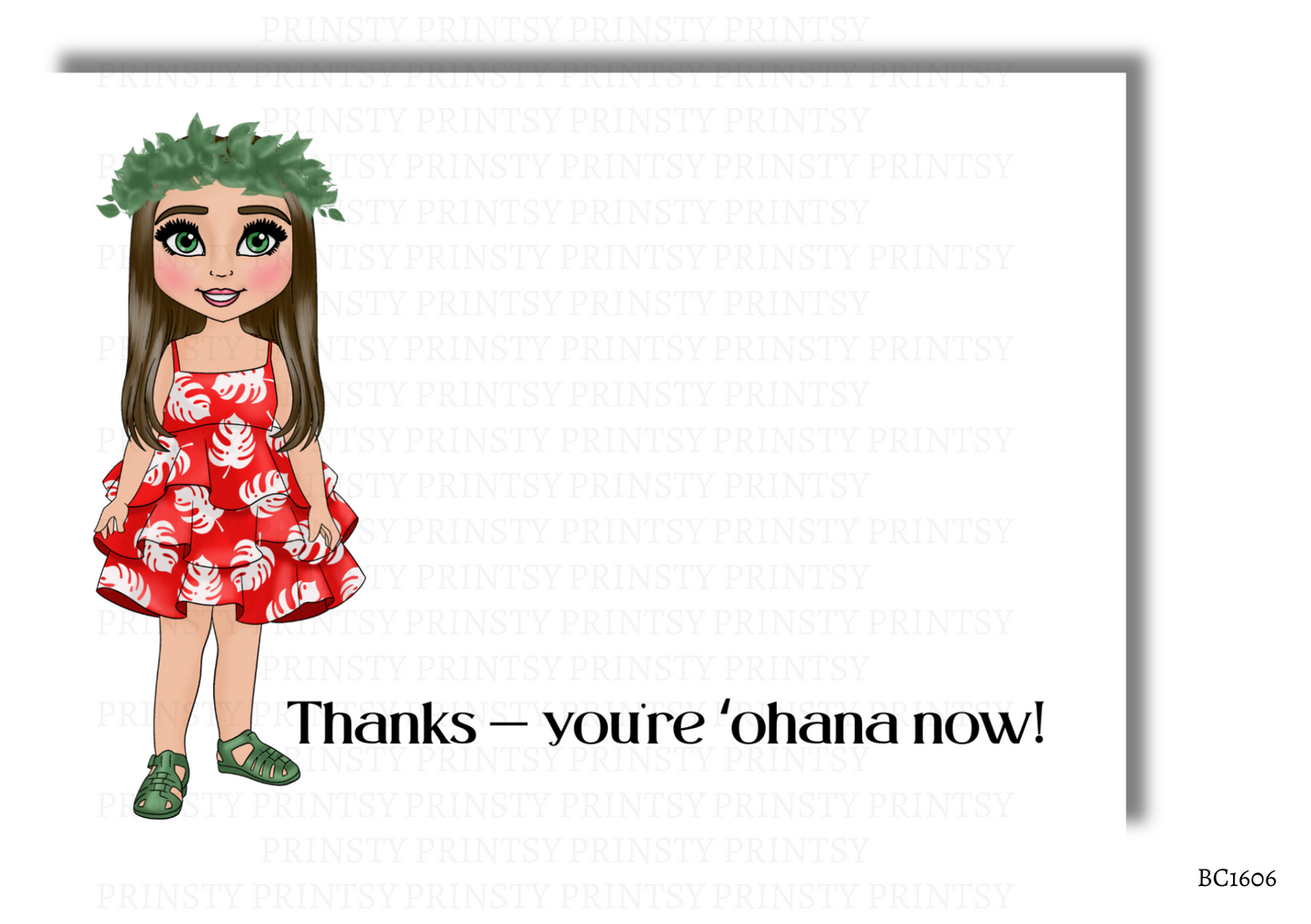 Red Hawaiian Dolly Bow Card