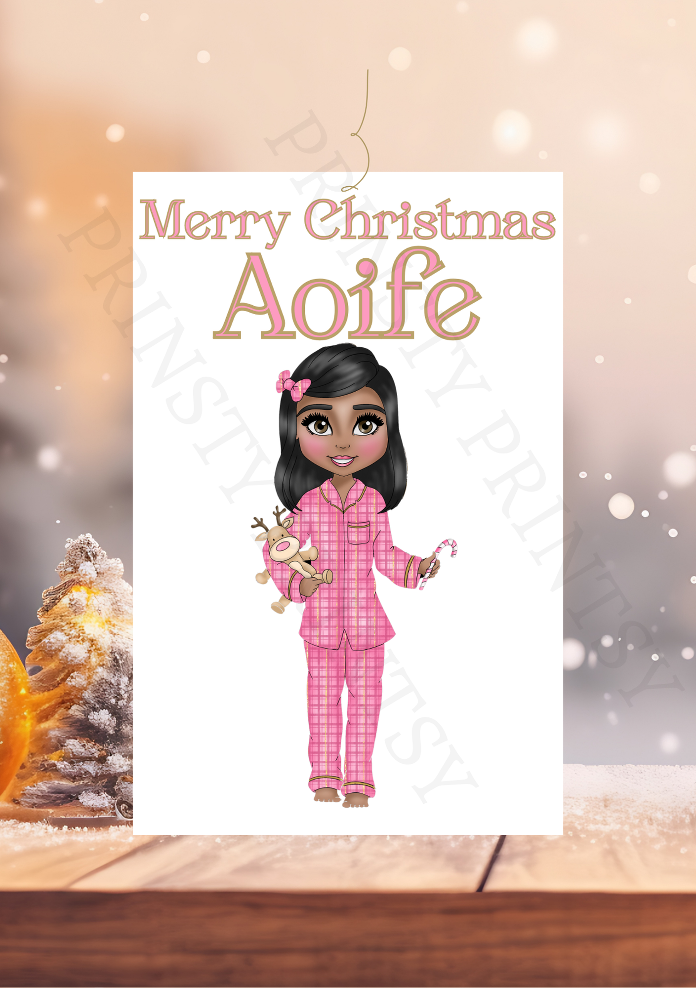 Pink Pj's Christmas Dolly Gift Label