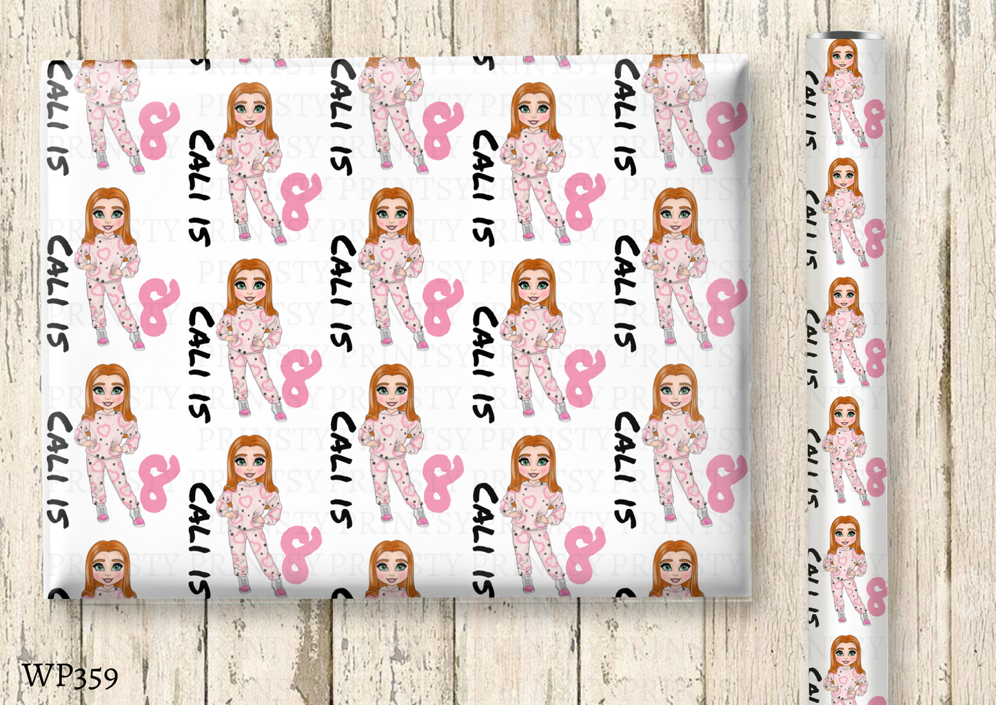 Pink Heart Graffiti Dolly Wrapping Paper