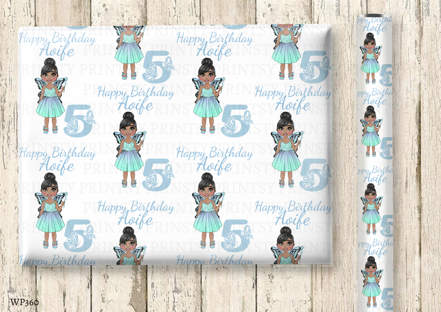 Bue Butterfly Dolly Wrapping Paper