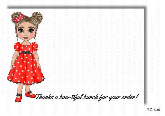Spotty Dress Dolly Bow Card