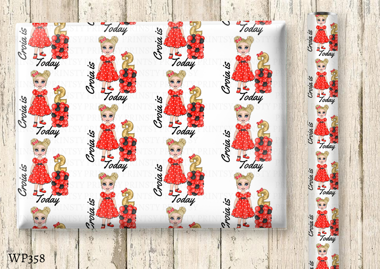 Spotty Dress Dolly Wrapping Paper