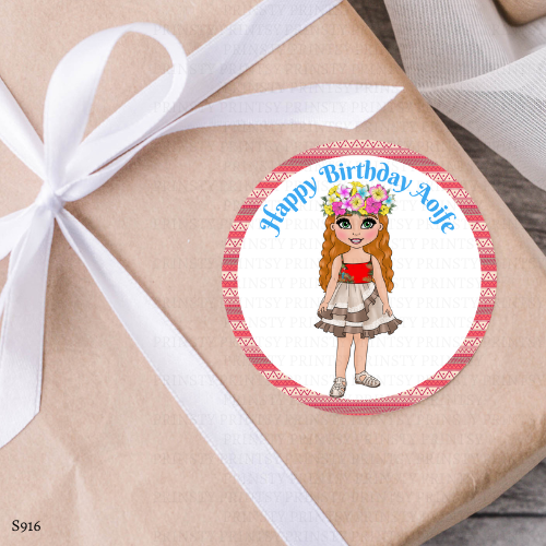 Polynesian Dolly Birthday Sticker Sheet