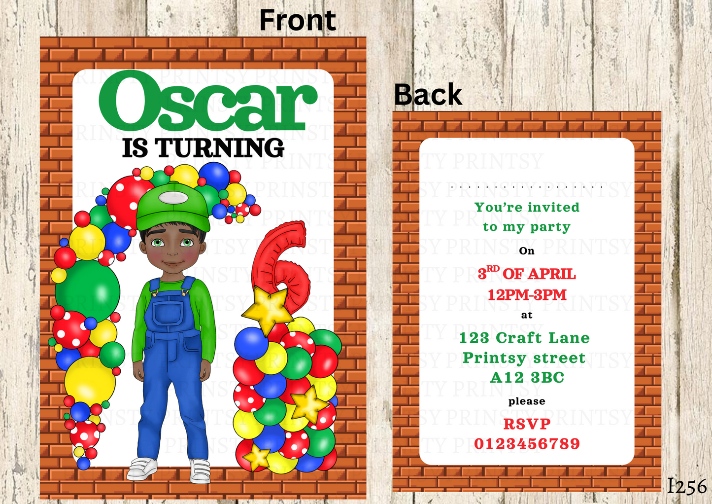 Green and Red Dungarees Dude Invite