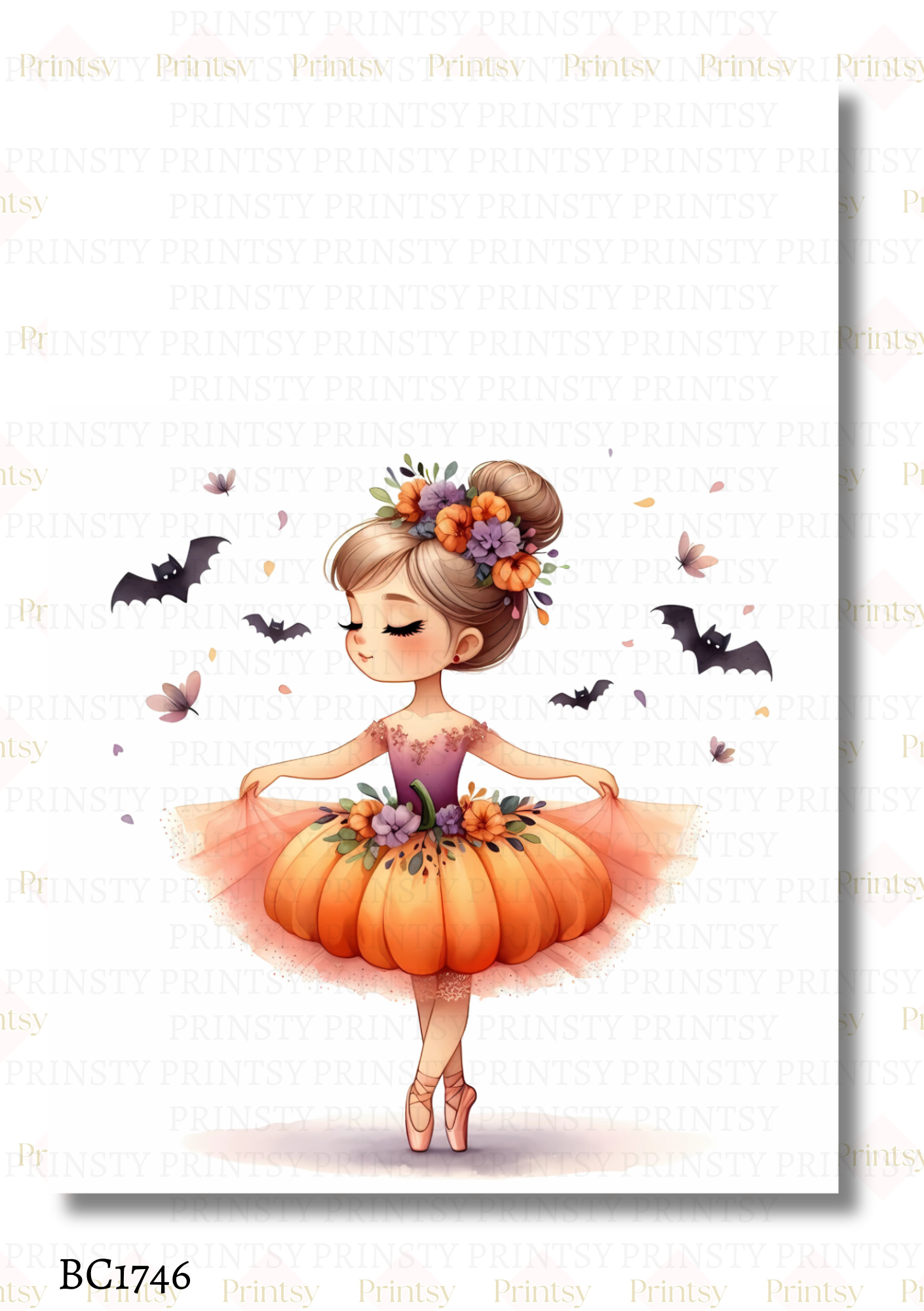 Cute Halloween Ballerina Bow Card