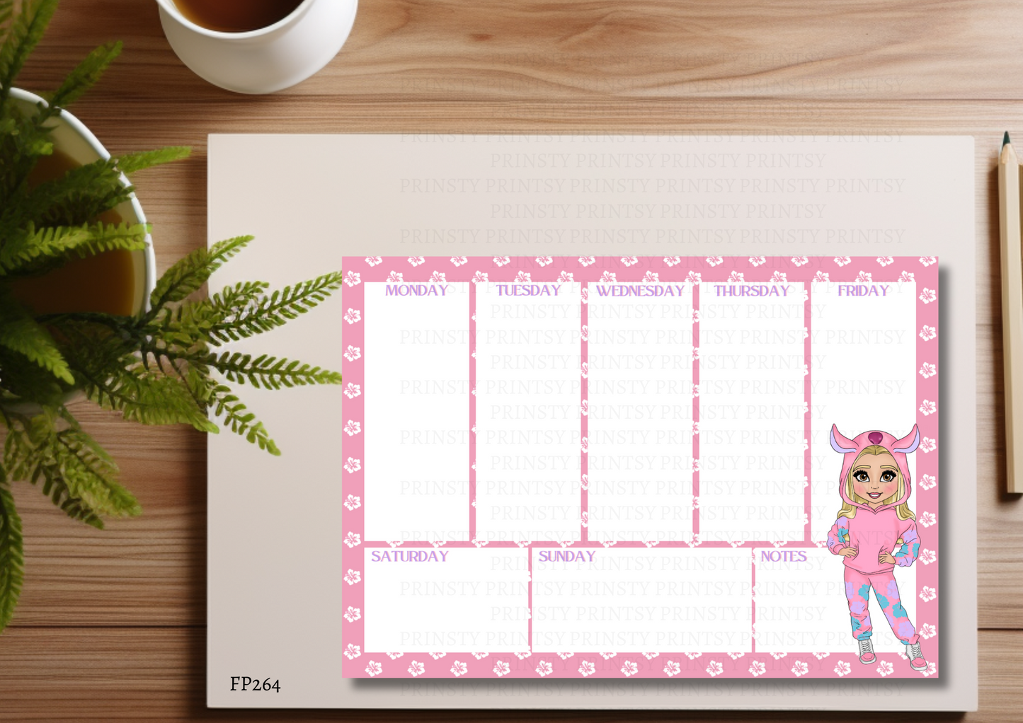 Pink Hawaiian Dolly Weekly Planner
