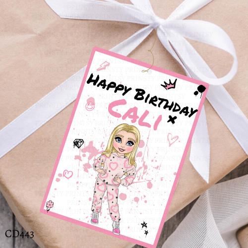 Pink Heart Graffiti Dolly Gift Label