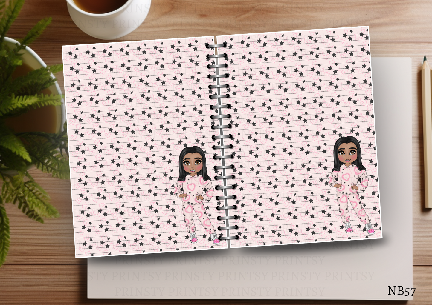 Pink Heart Graffiti Dolly Note Book