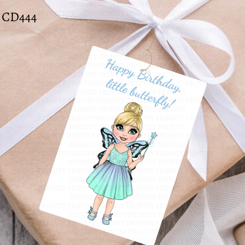 Blue Butterfly Dolly Gift Label