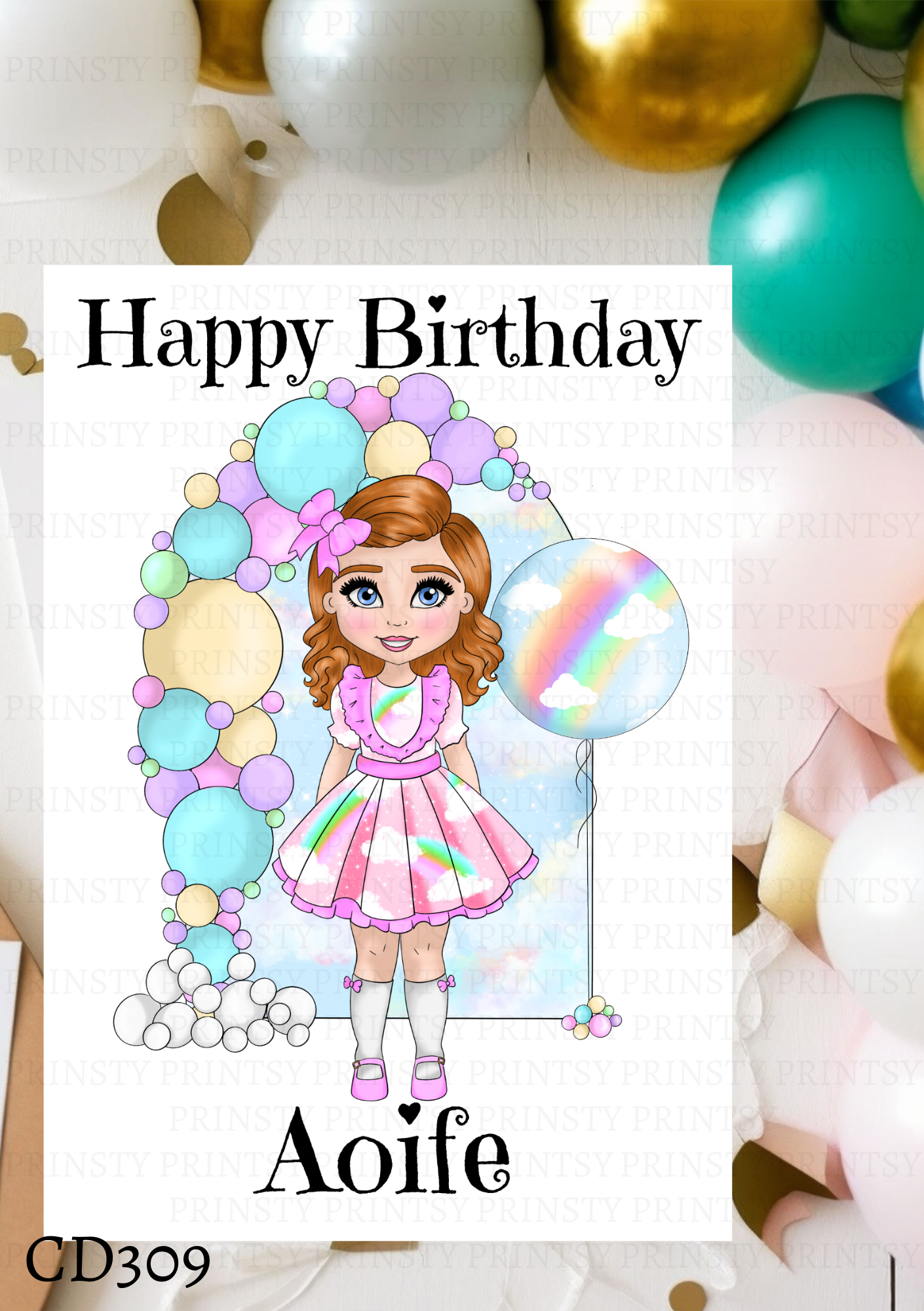 Rainbow Dolly Birthday Card