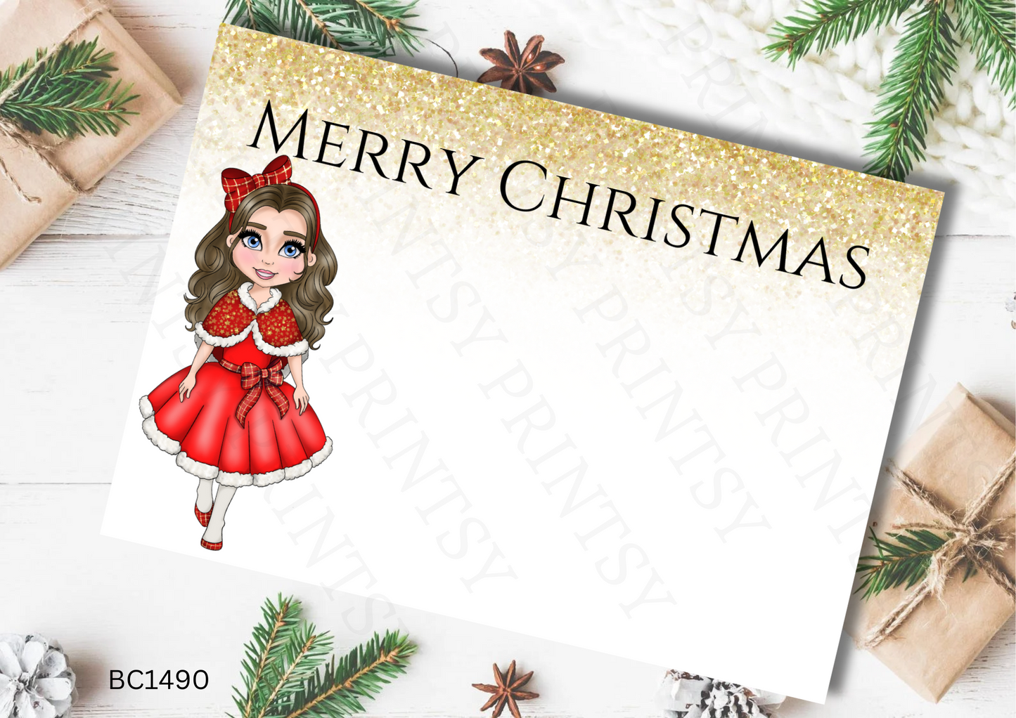 Christmas Dolly Bow Card