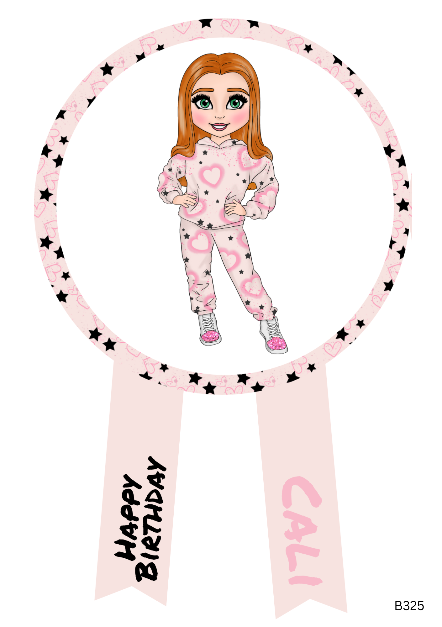 Pink Heart Graffiti Dolly Badge