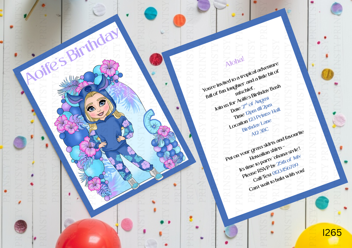 Blue Hawaiian Dolly Invite