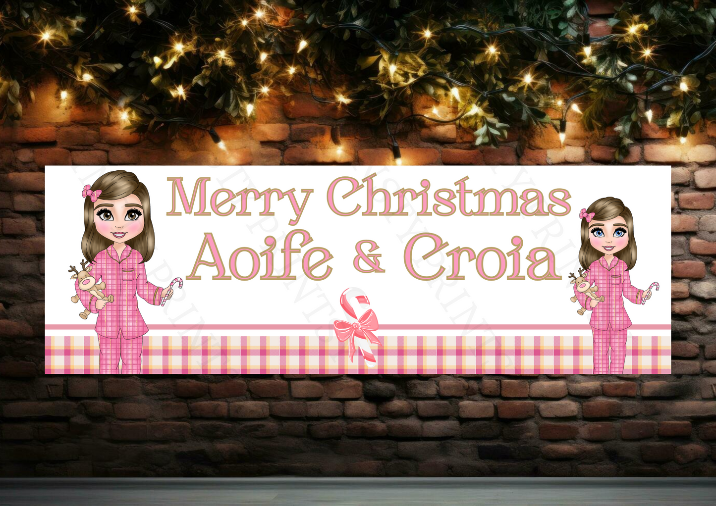 Pink Pj's Christmas Dolly Banner