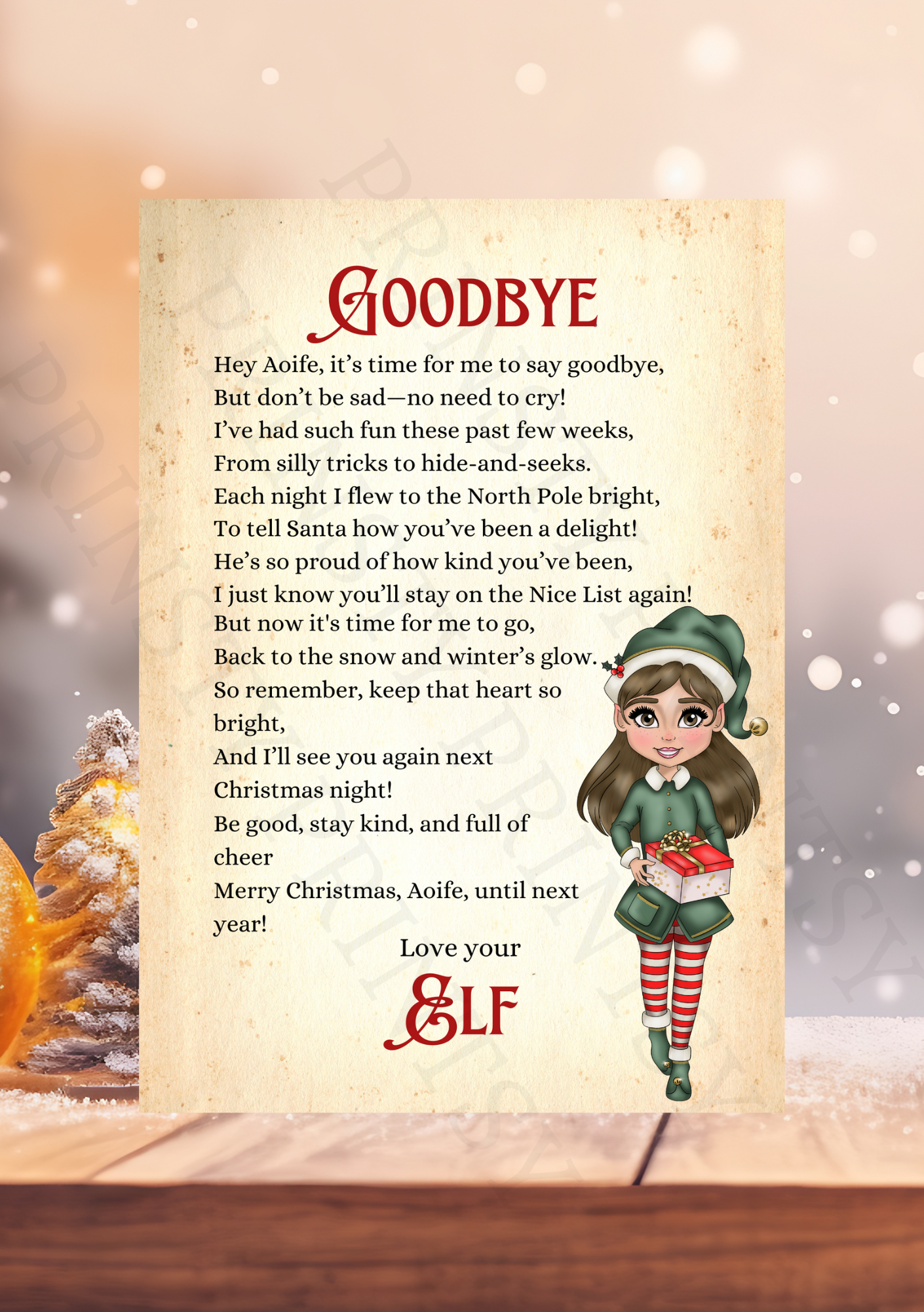 Goodbye Elf Letter