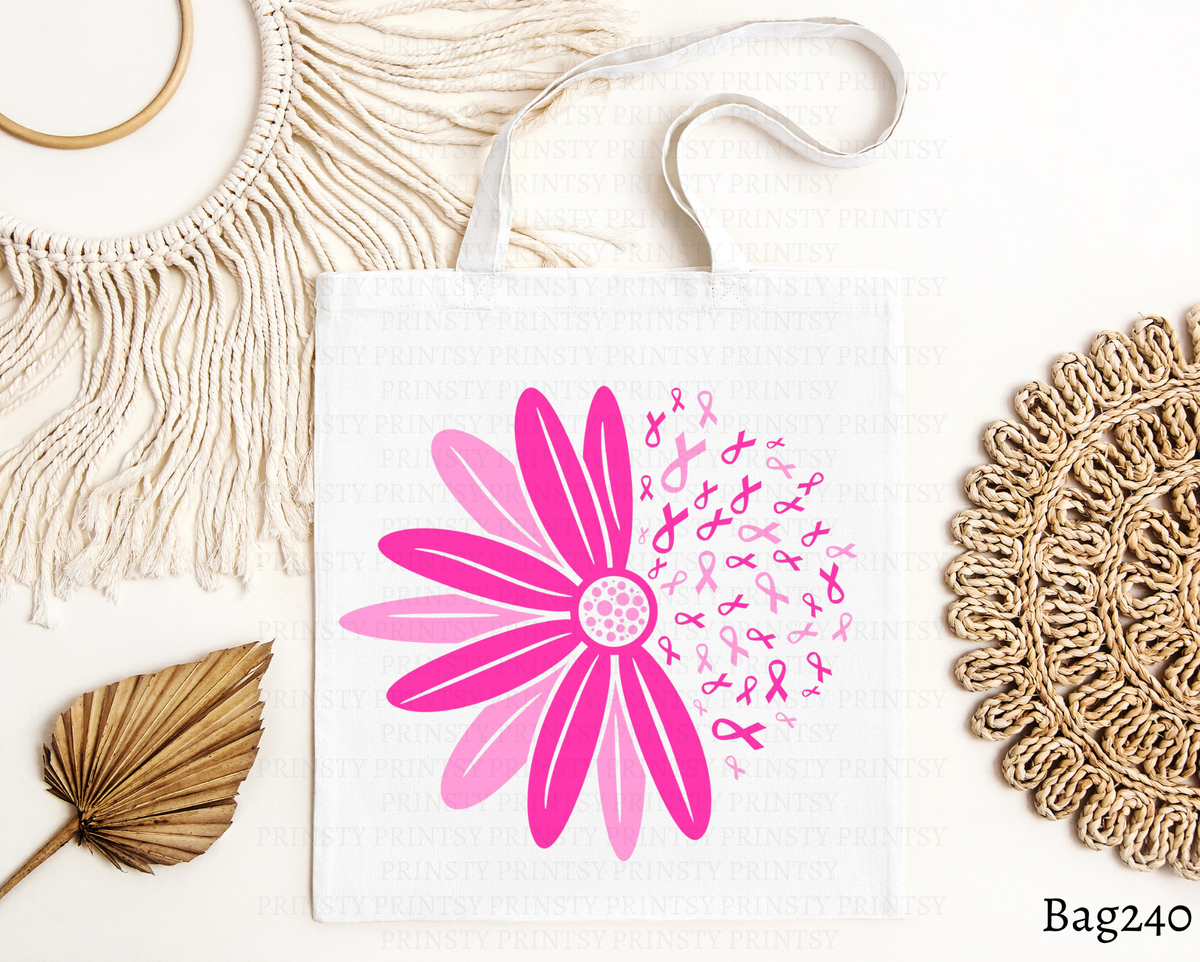 Pink Ribbon Daisy Awareness Tote Bag