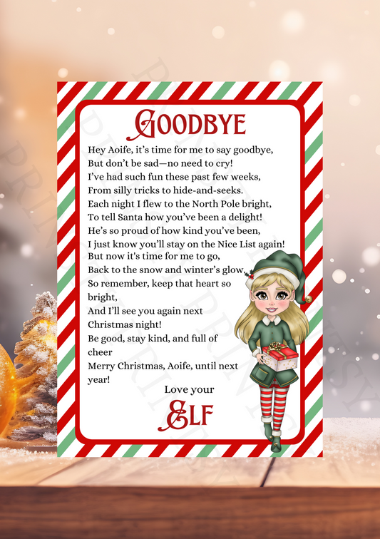 Goodbye Elf Letter