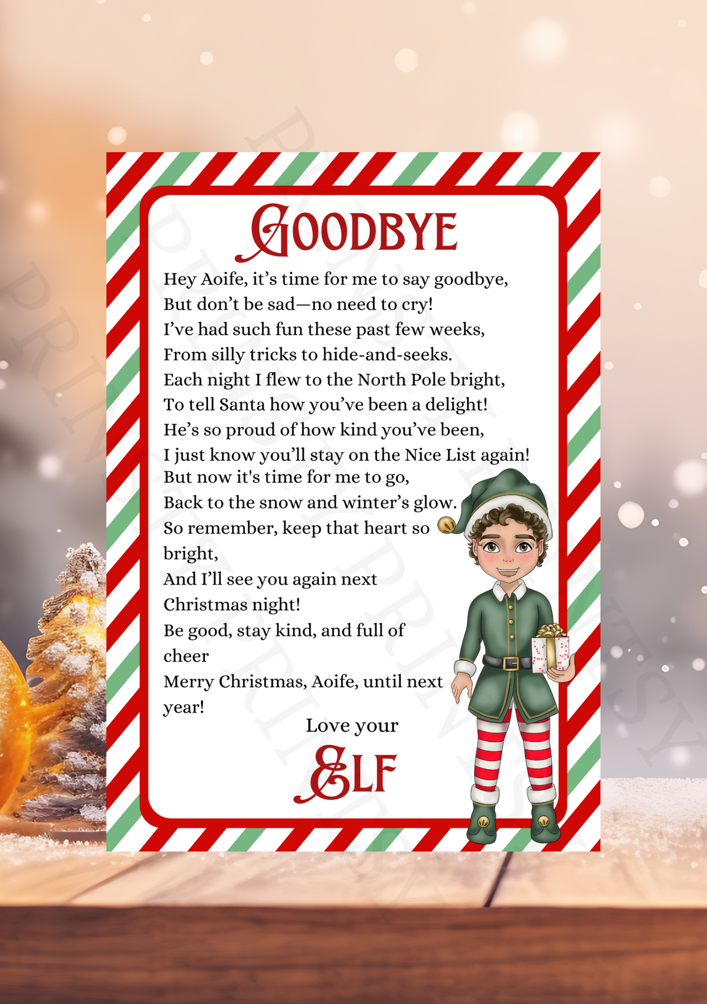 Goodbye Elf Letter