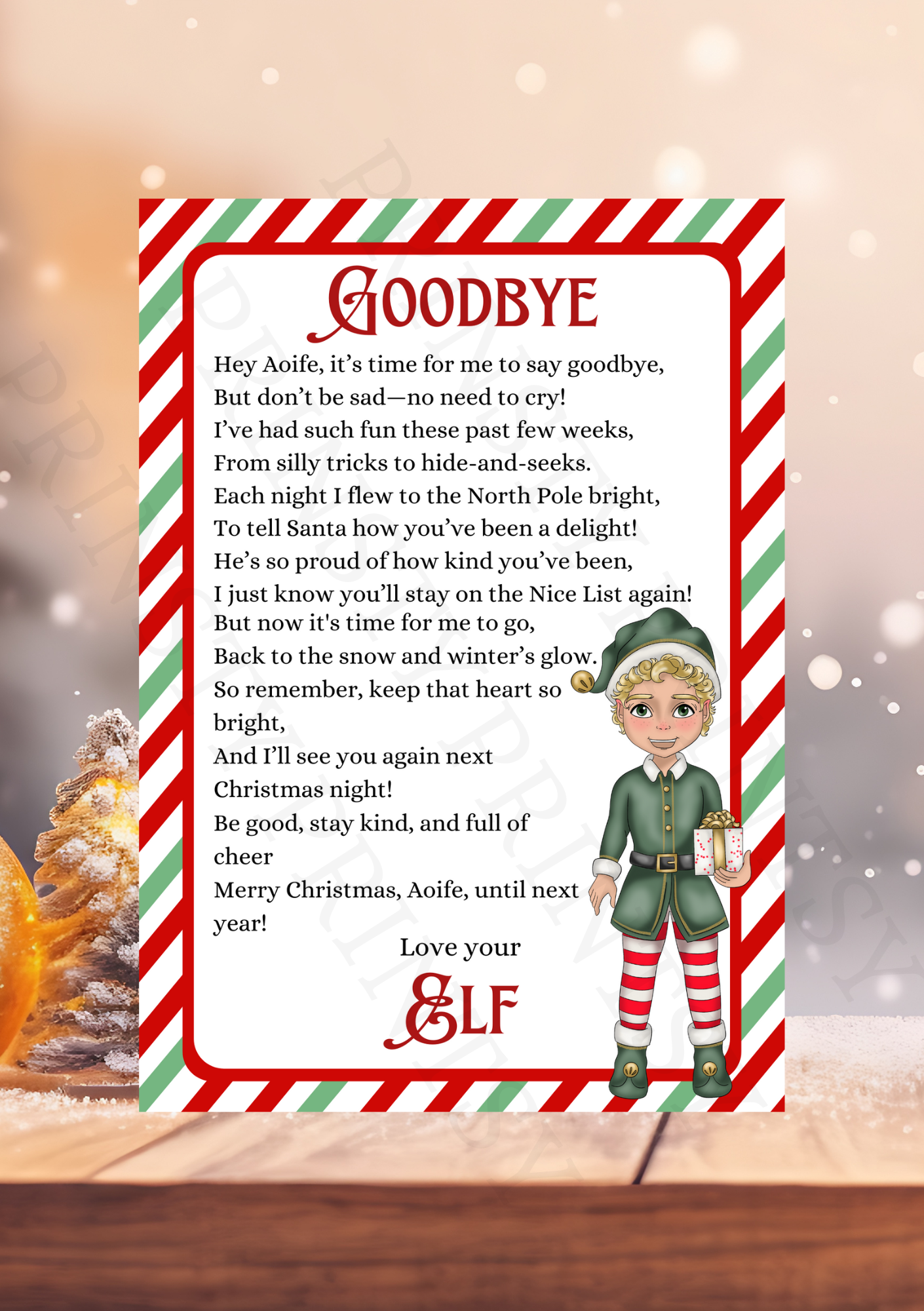 Goodbye Elf Letter