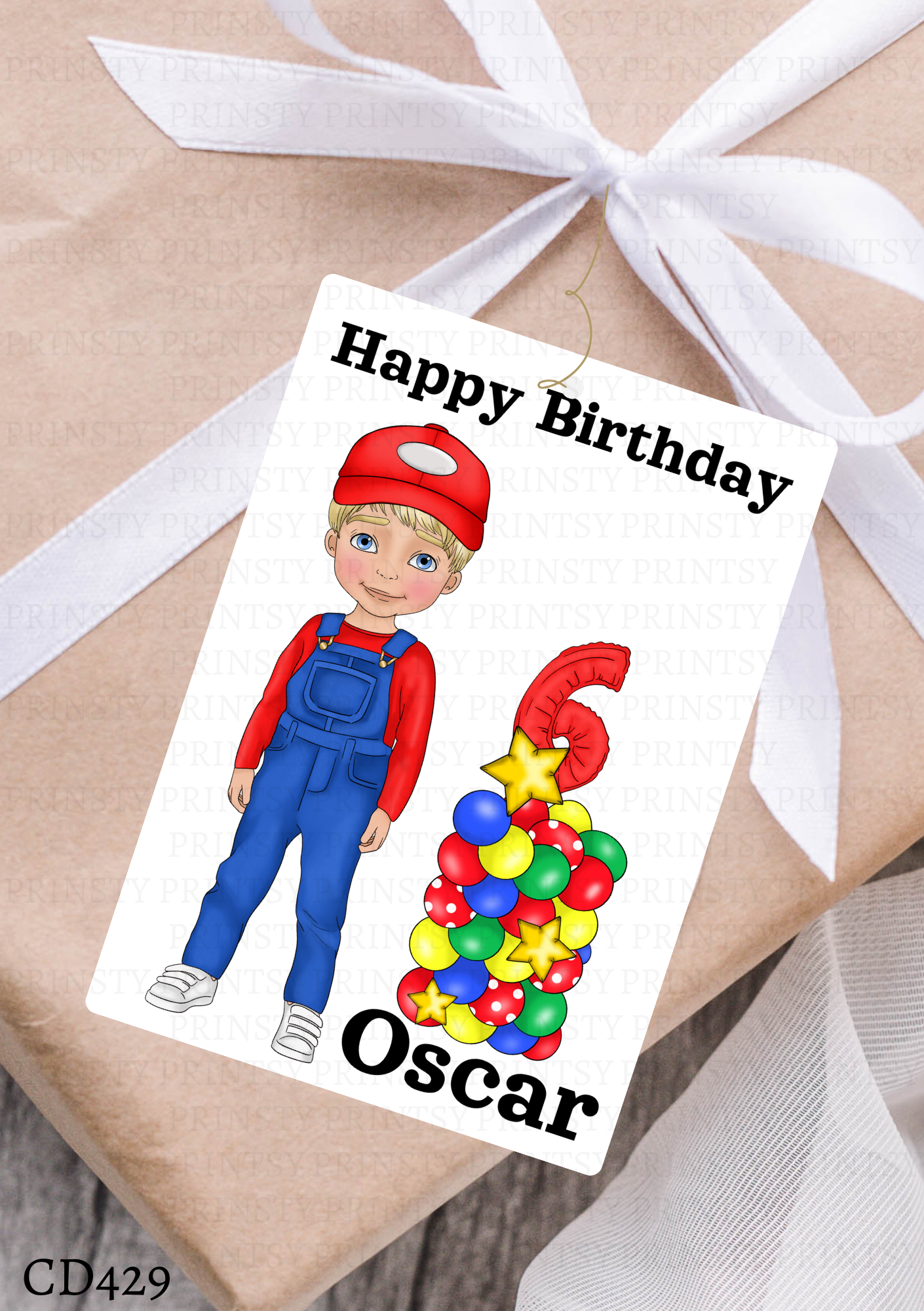Green and Red Dungarees Dude Gift Label