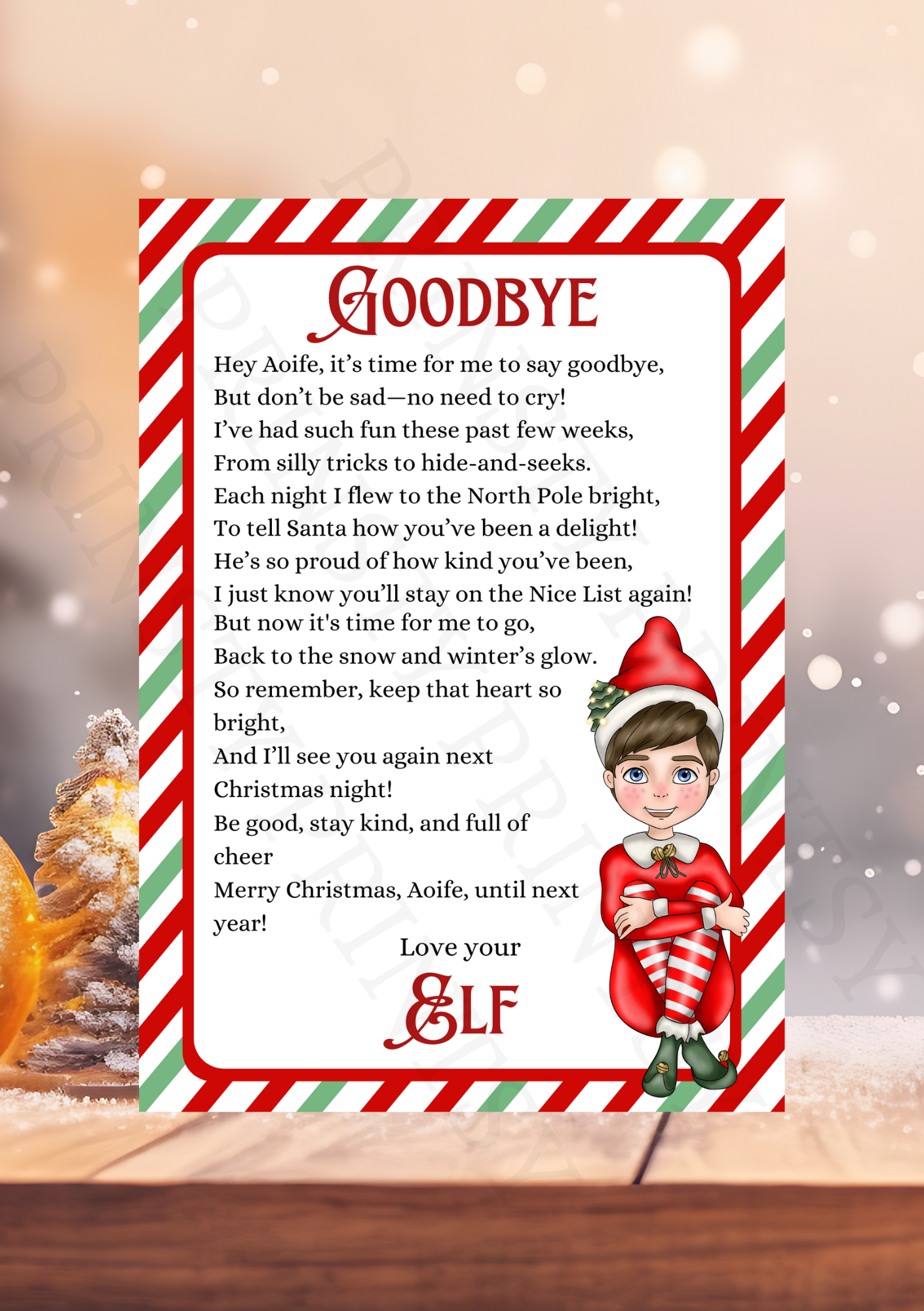 Goodbye Elf Letter