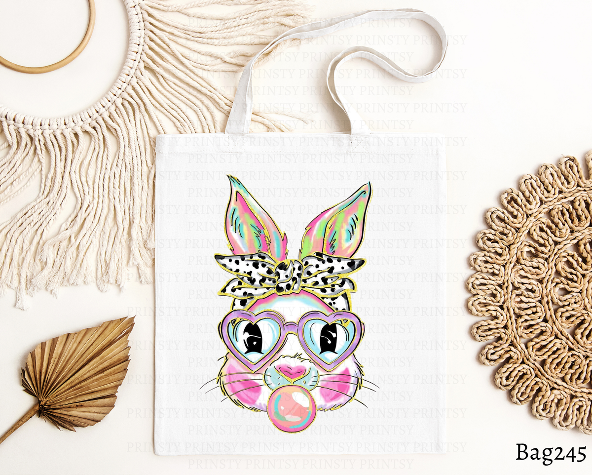 Bubblegum Bunny Heart Glasses Tote Bag