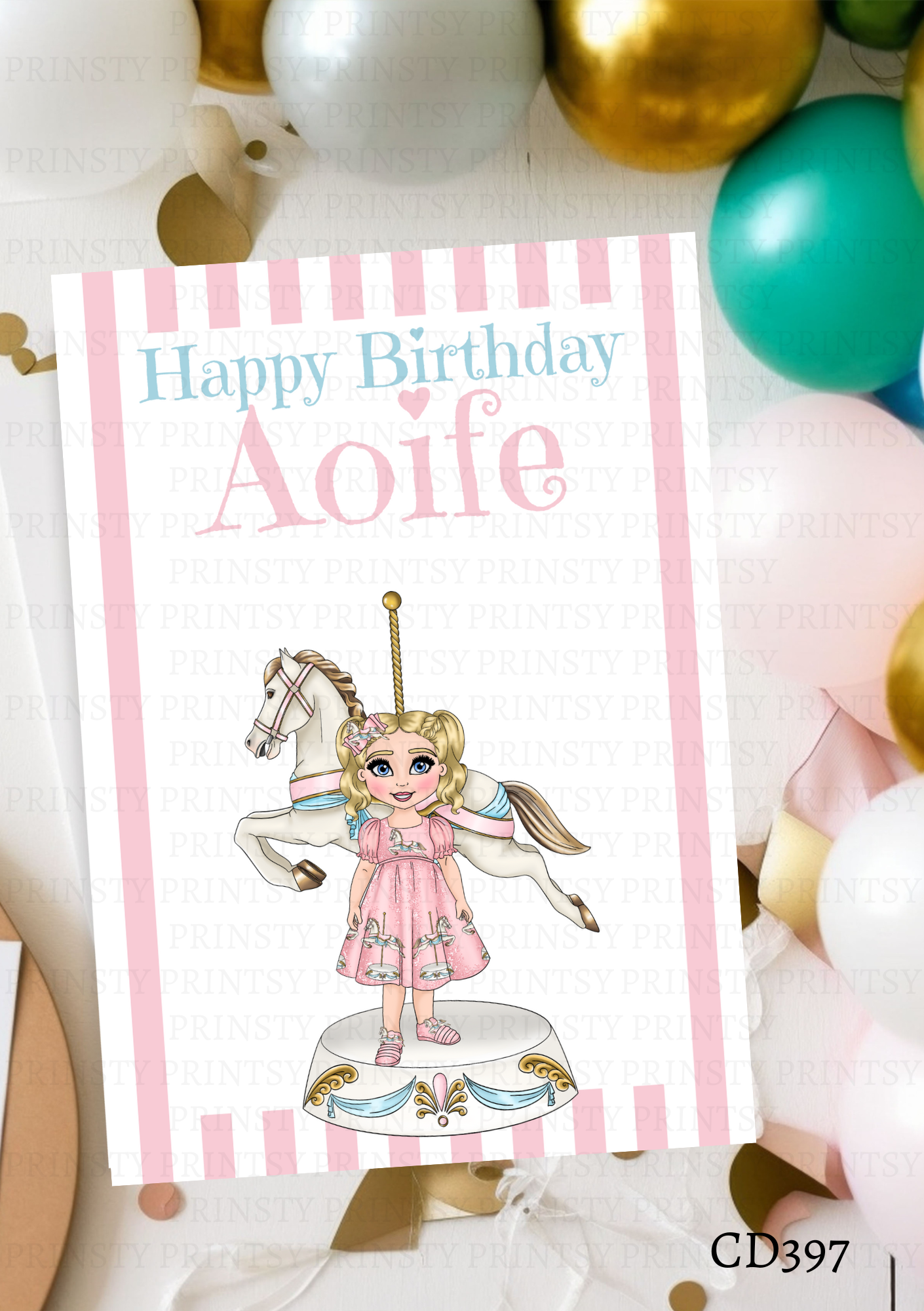 Carousel Dolly Celebration Card