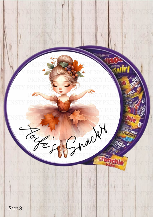 Autumn Ballerina Chocolate Tub Sticker