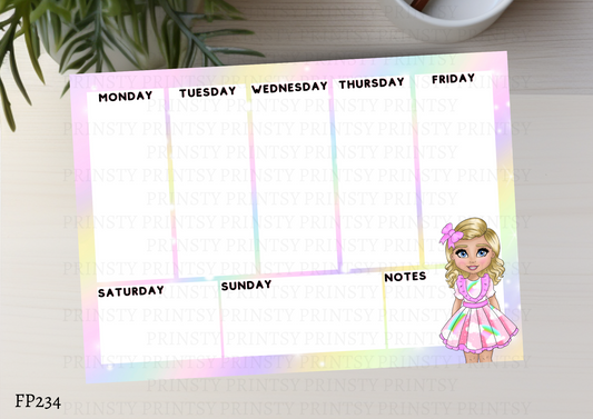 Rainbow Dolly Weekly Planner