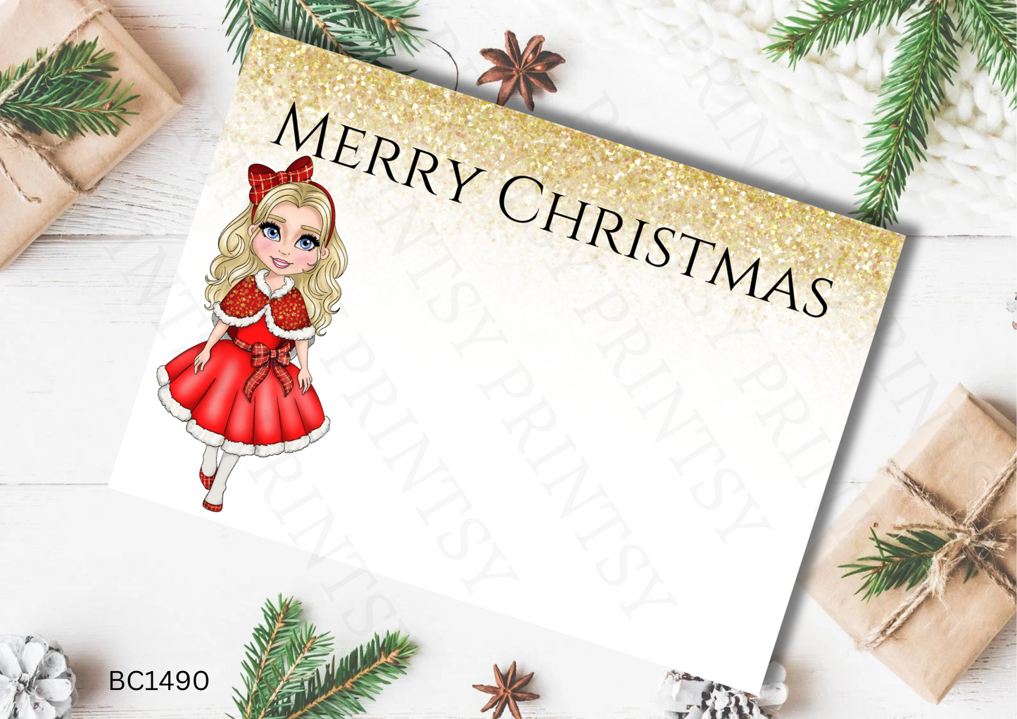 Christmas Dolly Bow Card