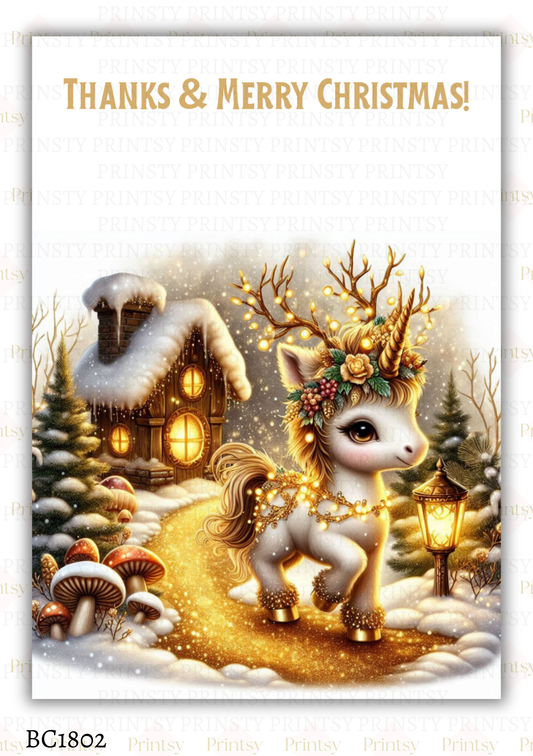 Christmas Unicorn Bow Card