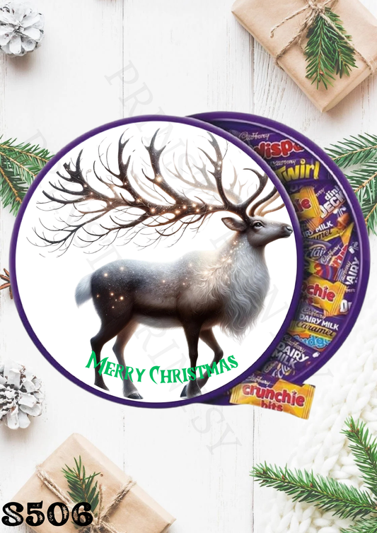 Christmas Reindeer Chocolate Tub Sticker